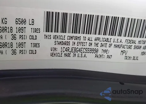 2014 Jeep Grand Cherokee Limited z USA, uszkodzony, nr VIN 1C4RJEBG4EC559990